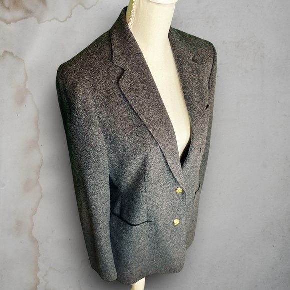 NWOT Lauren Ralph Lauren Wool / Cashmere Charcoal Gray Patch Pocket Blazer SZ 6 - Picture 8 of 13